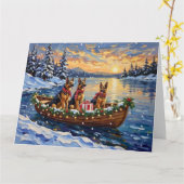 German Shepherd Christmas Boat Holiday カード (黄色い花)