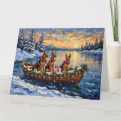 German Shepherd Christmas Boat Holiday カード (正面)