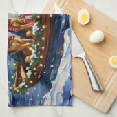German Shepherd Christmas Boat Holiday キッチンタオル (四つ折り)