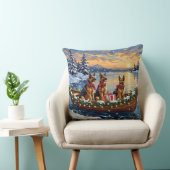 German Shepherd Christmas Boat Holiday クッション (椅子)