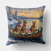 German Shepherd Christmas Boat Holiday クッション (裏面)
