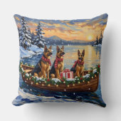German Shepherd Christmas Boat Holiday クッション (正面)
