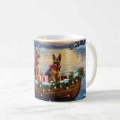 German Shepherd Christmas Boat Holiday コーヒーマグカップ (正面右)