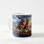 German Shepherd Christmas Boat Holiday コーヒーマグカップ (正面左)