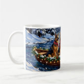 German Shepherd Christmas Boat Holiday コーヒーマグカップ (左)