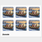 German Shepherd Christmas Boat Holiday スクエアシール (シート)