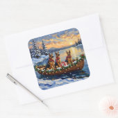 German Shepherd Christmas Boat Holiday スクエアシール (封筒)