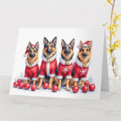 German Shepherd Christmas Dress Santa Hat カード (黄色い花)
