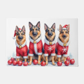 German Shepherd Christmas Dress Santa Hat ドアマット (正面)