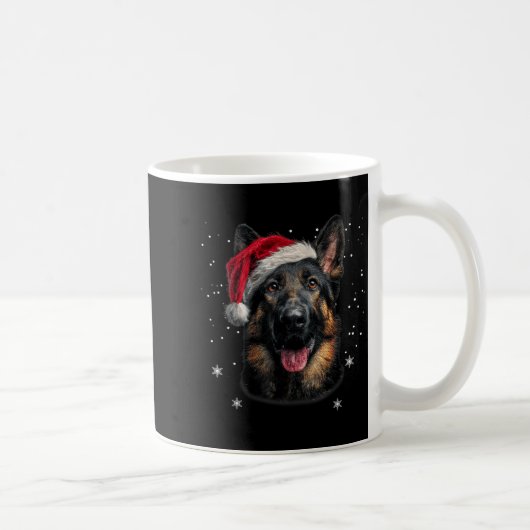 German Shepherd Christmas Funny Santa Hat Dog Xmas コーヒーマグカップ (右)