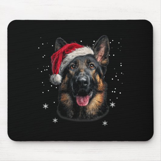 German Shepherd Christmas Funny Santa Hat Dog Xmas マウスパッド (正面)