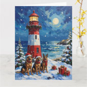 German Shepherd Christmas Lighthouse Holiday カード (黄色い花)