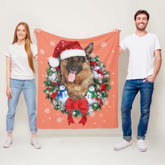 German Shepherd Christmas Ornament Decoration Gift フリースブランケット (インサイチュ)