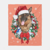 German Shepherd Christmas Ornament Decoration Gift フリースブランケット (正面)