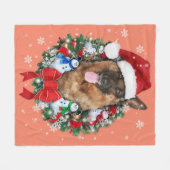 German Shepherd Christmas Ornament Decoration Gift フリースブランケット (正面(横))