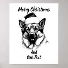 German Shepherd Christmas Poster Instant Download ポスター