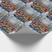 German Shepherd Christmas Red Truck Holiday ラッピングペーパー (角)