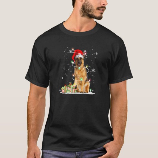 German Shepherd Christmas Santa Hat  Christmas Dog Tシャツ (正面)