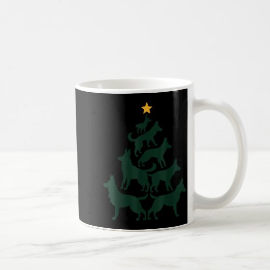 German Shepherd Christmas Tree Funny Gsd Dog Mom D コーヒーマグカップ (右)