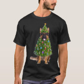 German Shepherd Christmas Tree Lights  Funny Gift  Tシャツ (正面)