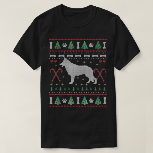 German Shepherd Christmas Ugly Sweater Funny Dog L Tシャツ (デザイン正面)
