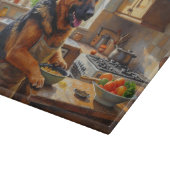 German Shepherd Cooking in Kitchen カッティングボード (角)