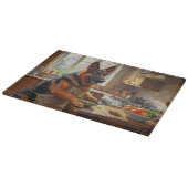 German Shepherd Cooking in Kitchen カッティングボード (角)