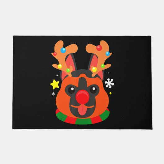 German Shepherd Cute Christmas ドアマット (正面)