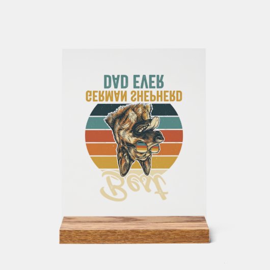 German Shepherd Dad Vintage Sunset Shirt Design アクリルサイン (正面)