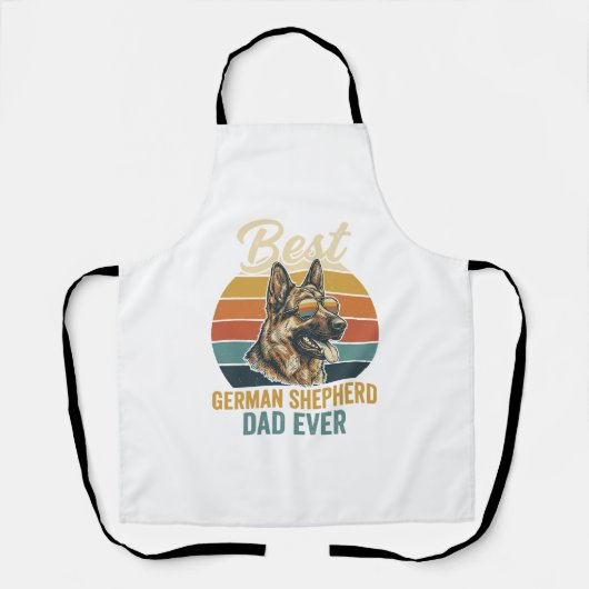 German Shepherd Dad Vintage Sunset Shirt Design エプロン (正面)