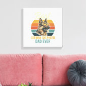 German Shepherd Dad Vintage Sunset Shirt Design キャンバスプリント (インサイチュ (リビング))
