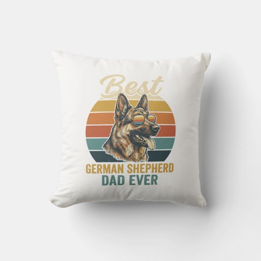 German Shepherd Dad Vintage Sunset Shirt Design クッション (正面)