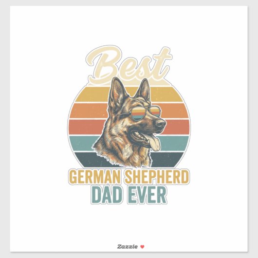 German Shepherd Dad Vintage Sunset Shirt Design シール (シート)