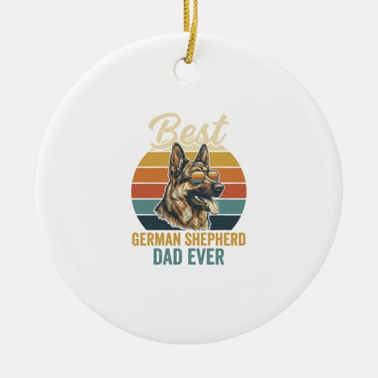 German Shepherd Dad Vintage Sunset Shirt Design セラミックオーナメント (正面)
