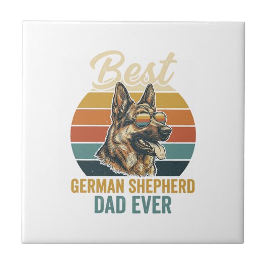 German Shepherd Dad Vintage Sunset Shirt Design タイル (正面)