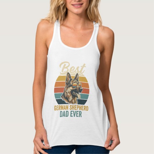 German Shepherd Dad Vintage Sunset Shirt Design タンクトップ (正面)