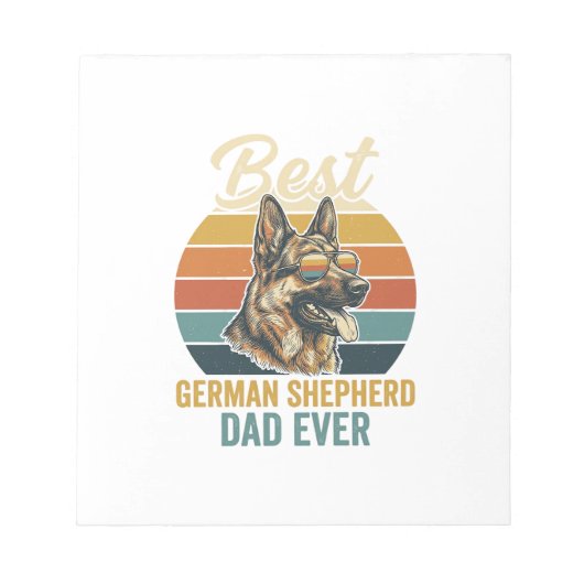 German Shepherd Dad Vintage Sunset Shirt Design ノートパッド (正面)