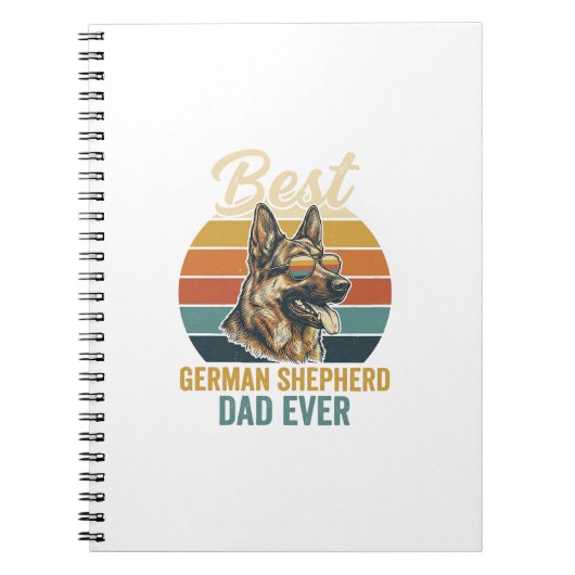 German Shepherd Dad Vintage Sunset Shirt Design ノートブック (正面)
