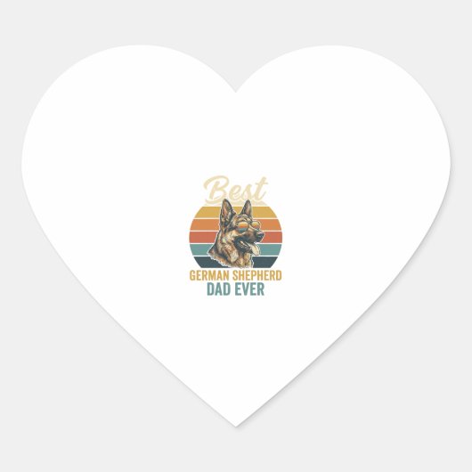 German Shepherd Dad Vintage Sunset Shirt Design ハートシール (正面)