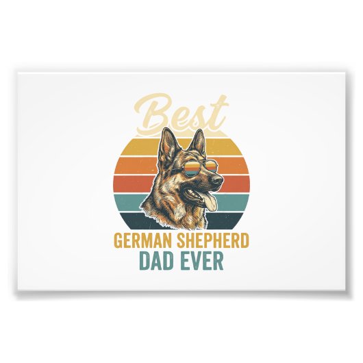 German Shepherd Dad Vintage Sunset Shirt Design フォトプリント (正面)