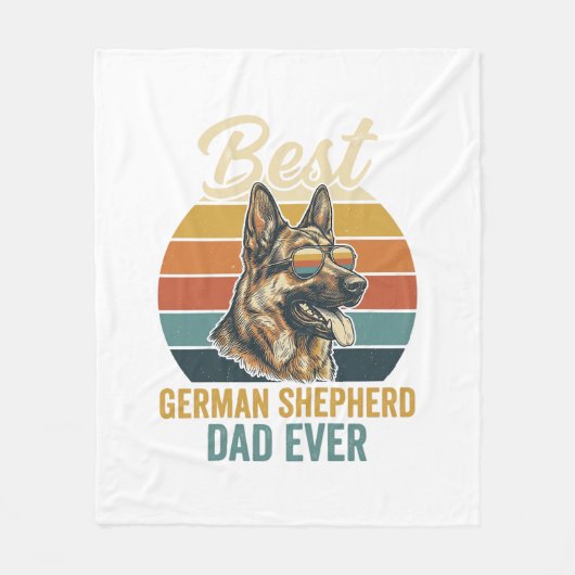 German Shepherd Dad Vintage Sunset Shirt Design フリースブランケット (正面)