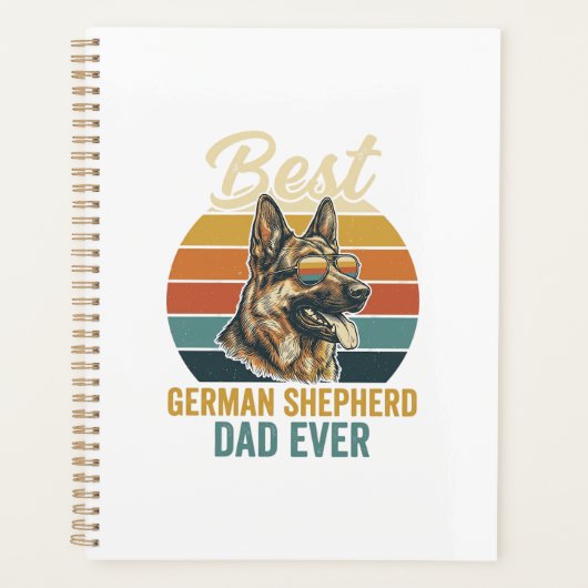 German Shepherd Dad Vintage Sunset Shirt Design プランナー手帳 (正面)