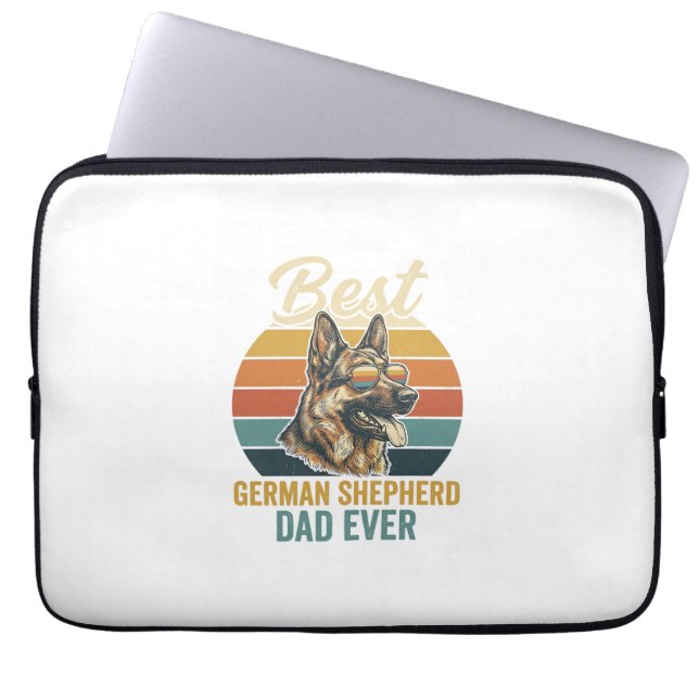 German Shepherd Dad Vintage Sunset Shirt Design ラップトップスリーブ (正面)