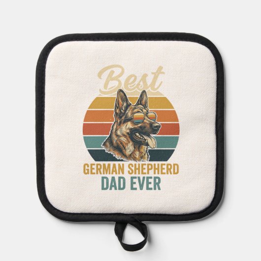 German Shepherd Dad Vintage Sunset Shirt Design 鍋敷き (正面)