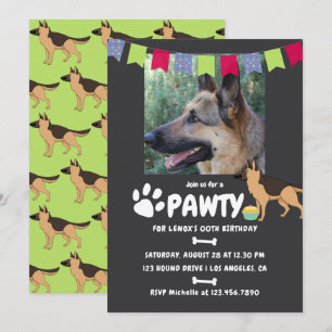 German Shepherd Dogの誕生日写真の招待 招待状