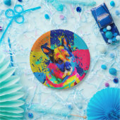 German Shepherd Dog – アートポップ・アートのカラスプラッシュ ペーパープレート (パーティー)