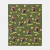 German Shepherd Dog、写真カスタムと名前のリピート フリースブランケット (正面)