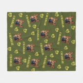 German Shepherd Dog、写真カスタムと名前のリピート フリースブランケット (正面(横))