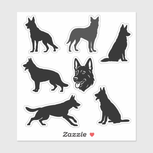 German Shepherd Dog Black Silhouettes Set シール (シート)