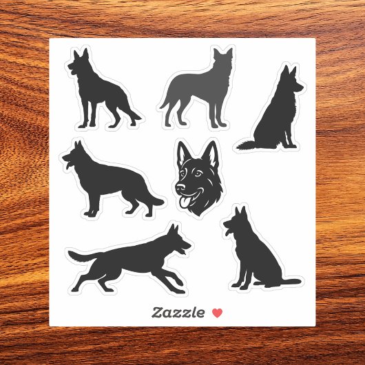 German Shepherd Dog Black Silhouettes Set シール